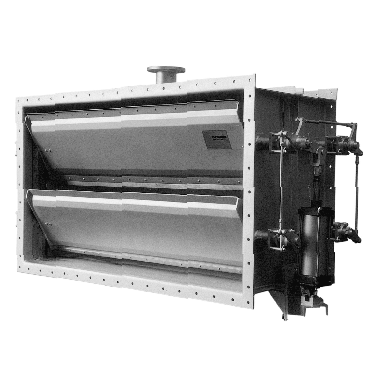 One or multiple louver rectangular section flange mounted louver damper for gas regulation/control and isolation