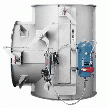 T-shape or 3-way round and square section flange mounted multiple diverter damper for gas regulation/control, diverting and isolation